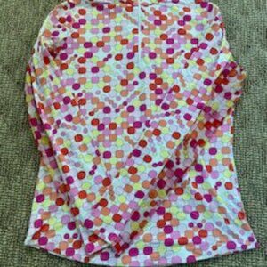 IBKUL Size XS Women's Ridley Long Sleeve 1/4 Zip Pink Polkadot Mock Pullover